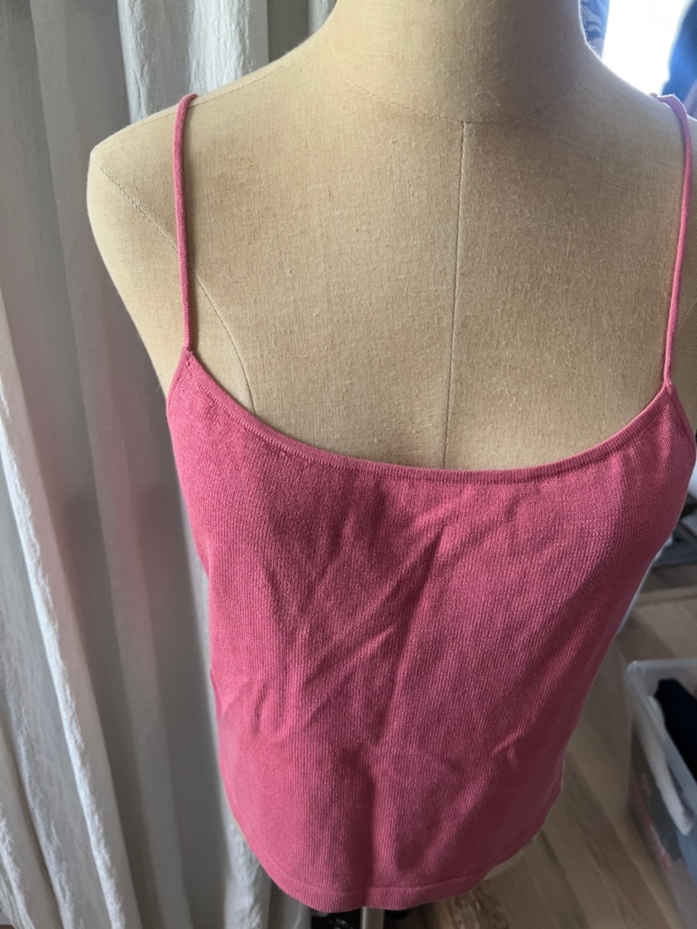 Vince Rose-Red Spaghetti Strap Knit Camisole